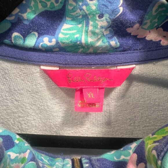 Lilly Pulitzer UPF 50+ Skipper Popover Corsica Blue Turtle Villa - Picture 3 of 5